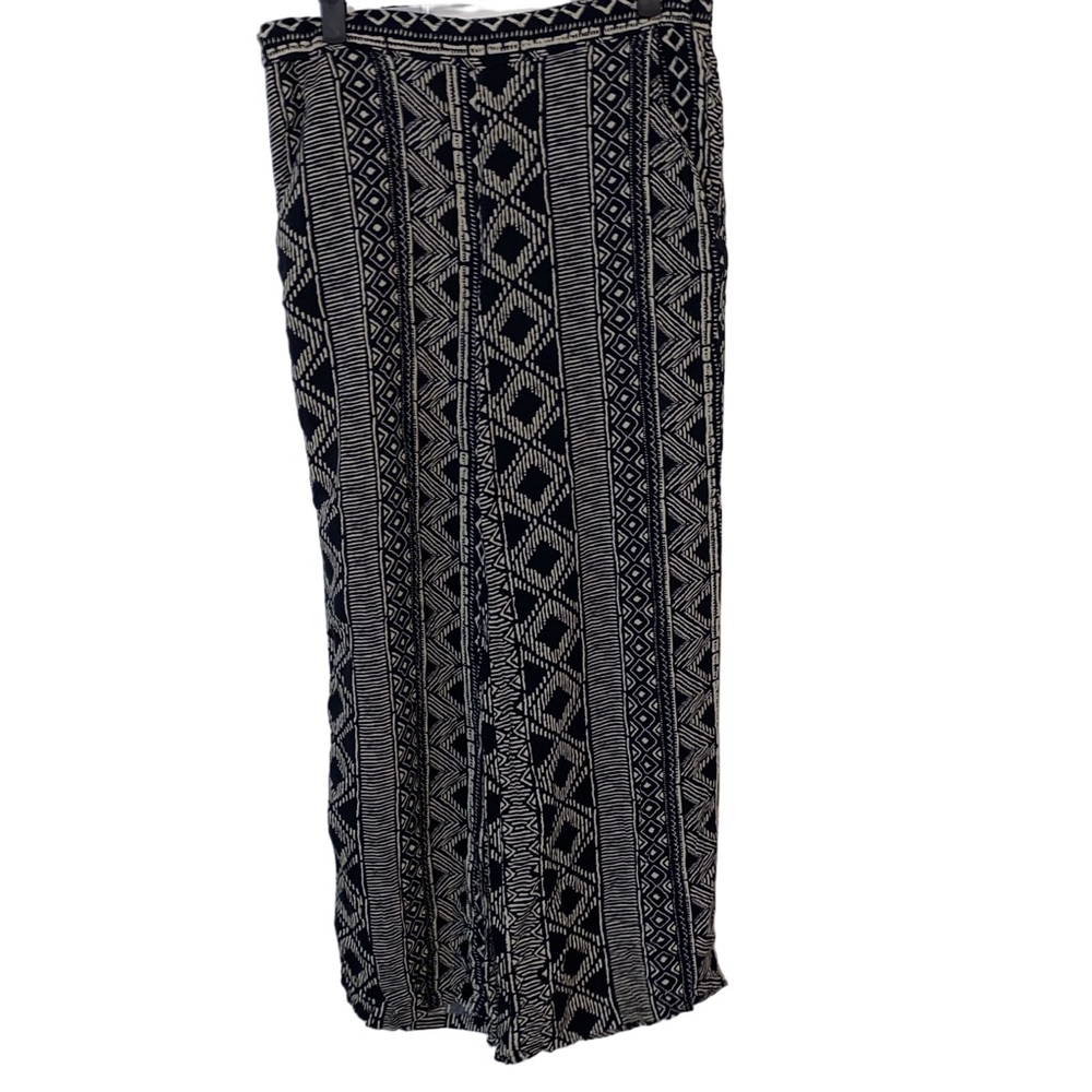 A. Byer Black & Cream Aztec-Print Wide Leg Pants